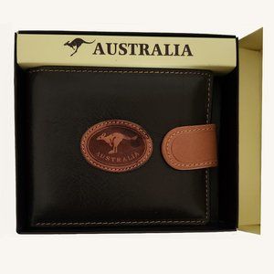 Men's Leather Wallet With Clip & Jumping Kangaroo Logo